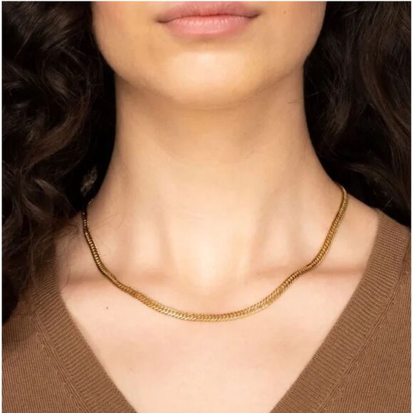 Mejuri 18k Gold Vermeil Double Curb Chain Necklace 16 to 18 inches - Picture 1 of 5